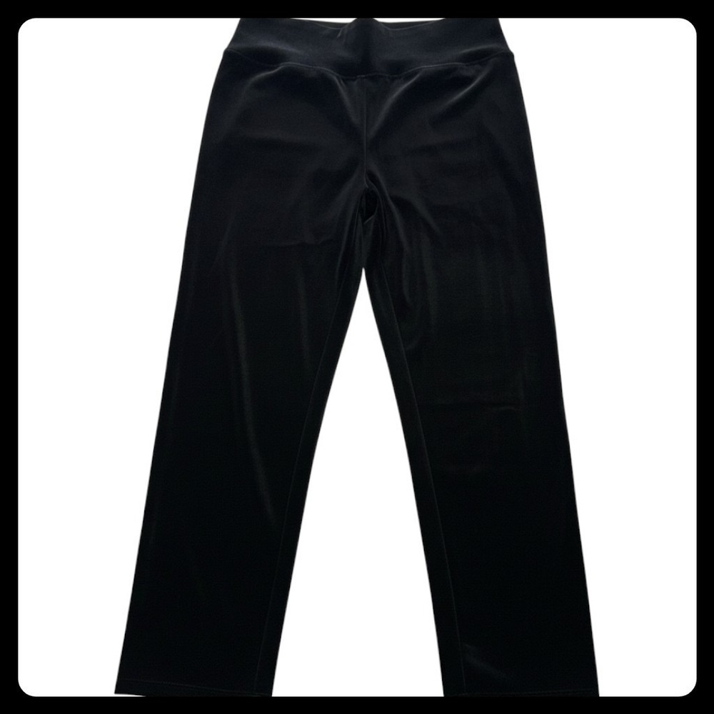 J. Jill Wearever Collection Pull On Ankle Pants Black Velvet Velour Size M